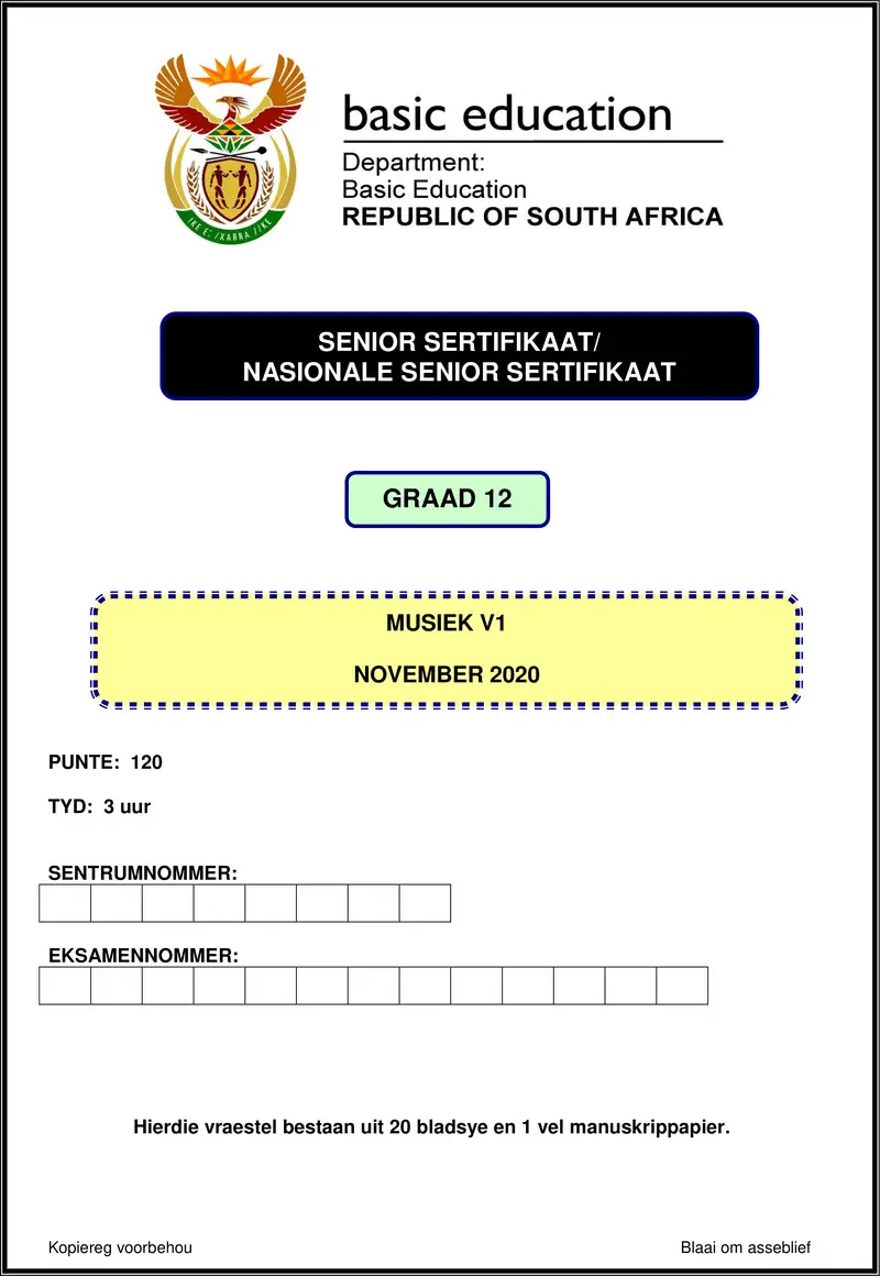 Grade 12 Music past paper 2020 – music p1 nov 2020 afr gr12