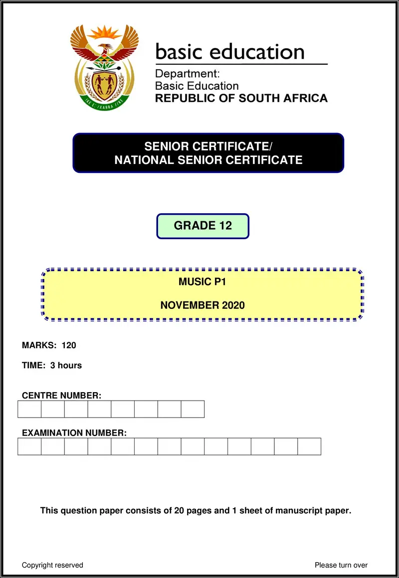 Grade 12 Music past paper 2020 – music p1 nov 2020 eng gr12