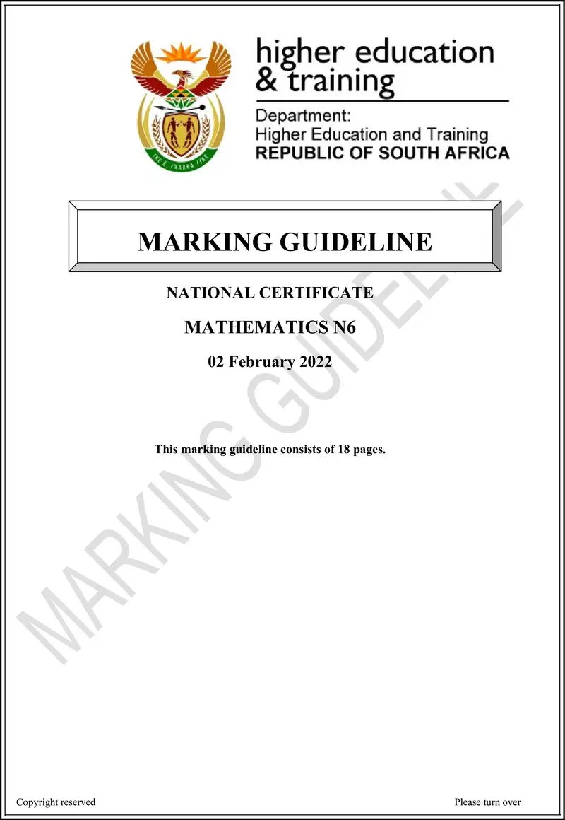T1040 Mathematics N6 MEMO April 2022 preview