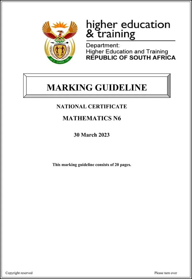 T1040 Mathematics N6 MEMO April 2023 preview