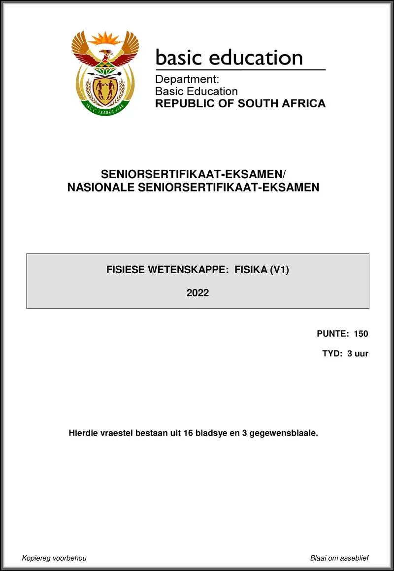 Grade 12 Physical Sciences past paper 2022 – physical sciences p1 may june 2022 afr gr12