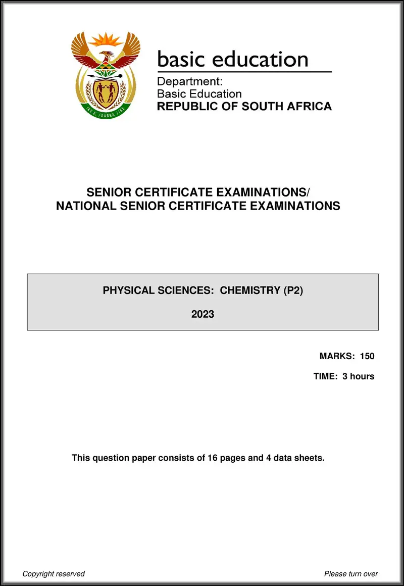 Grade 12 Physical Sciences past paper 2023 – physical sciences p2 may june 2023 eng gr12