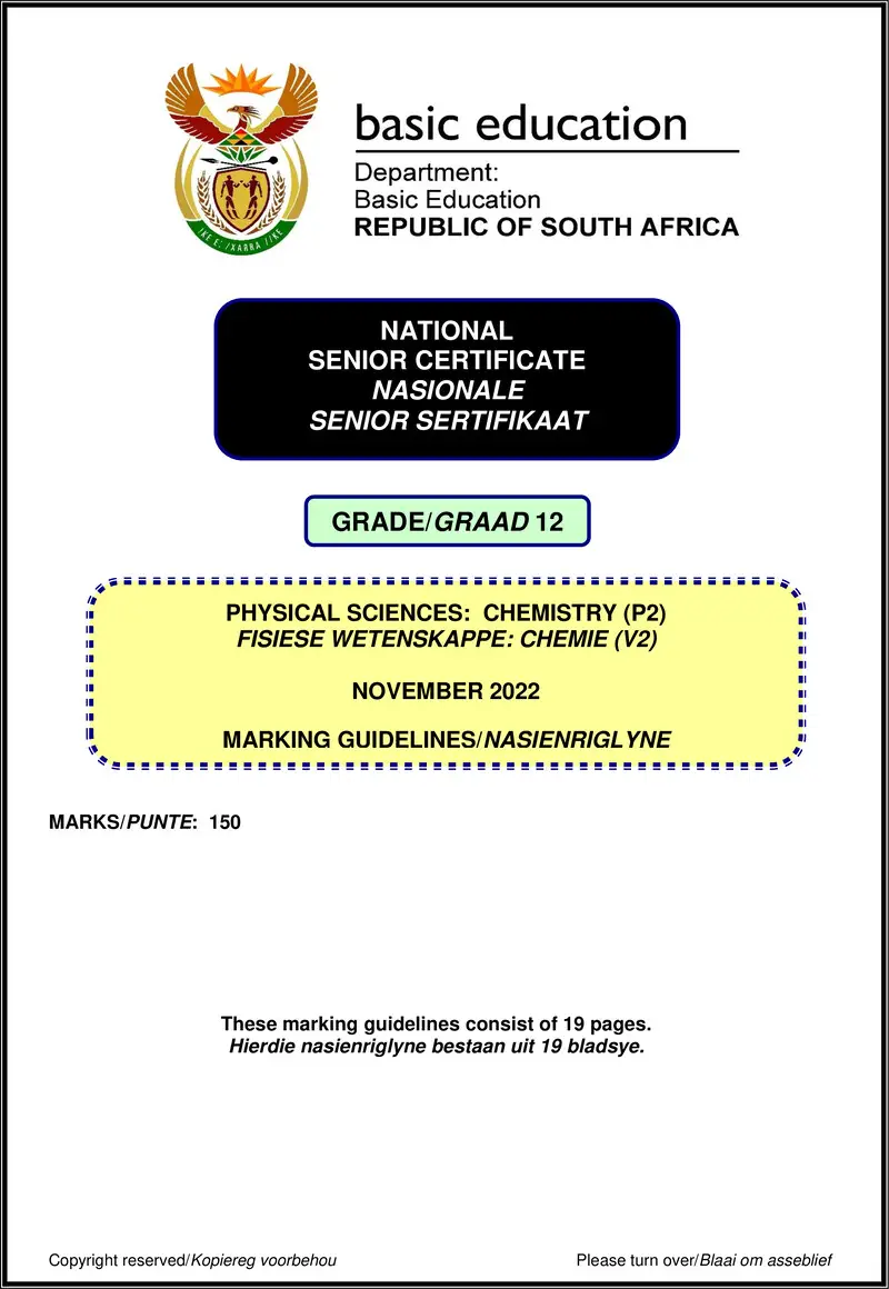 Grade 12 Physical Sciences past paper 2022 – physical sciences p2 nov 2022 mg afr eng gr12