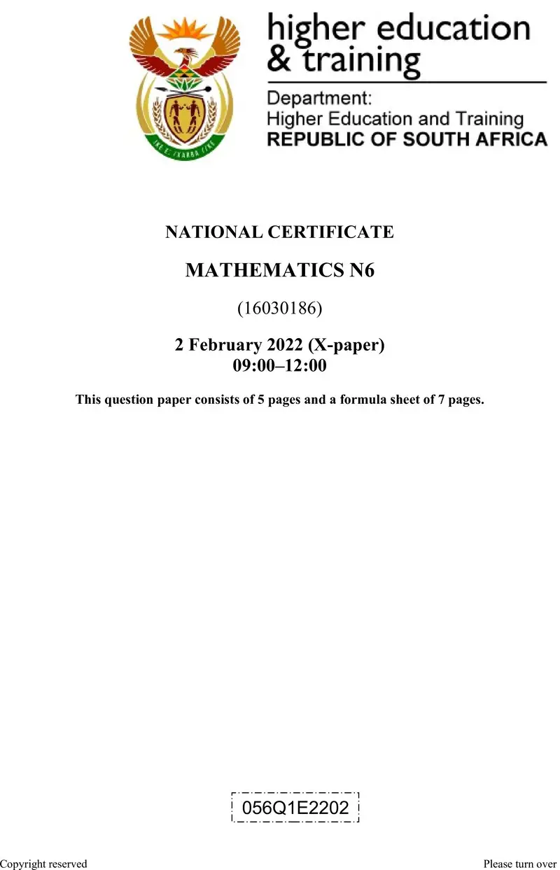 T1040 Mathematics N6 QP April 2022 preview