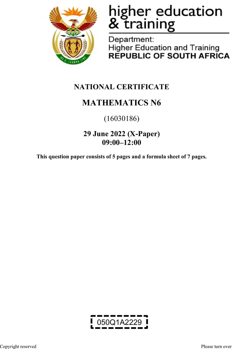 T1040 Mathematics N6 QP Aug 2022 preview