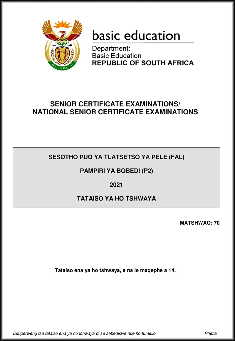 Grade 12 Sesotho past paper 2021 – sesotho fal p2 may june 2021 mg gr12