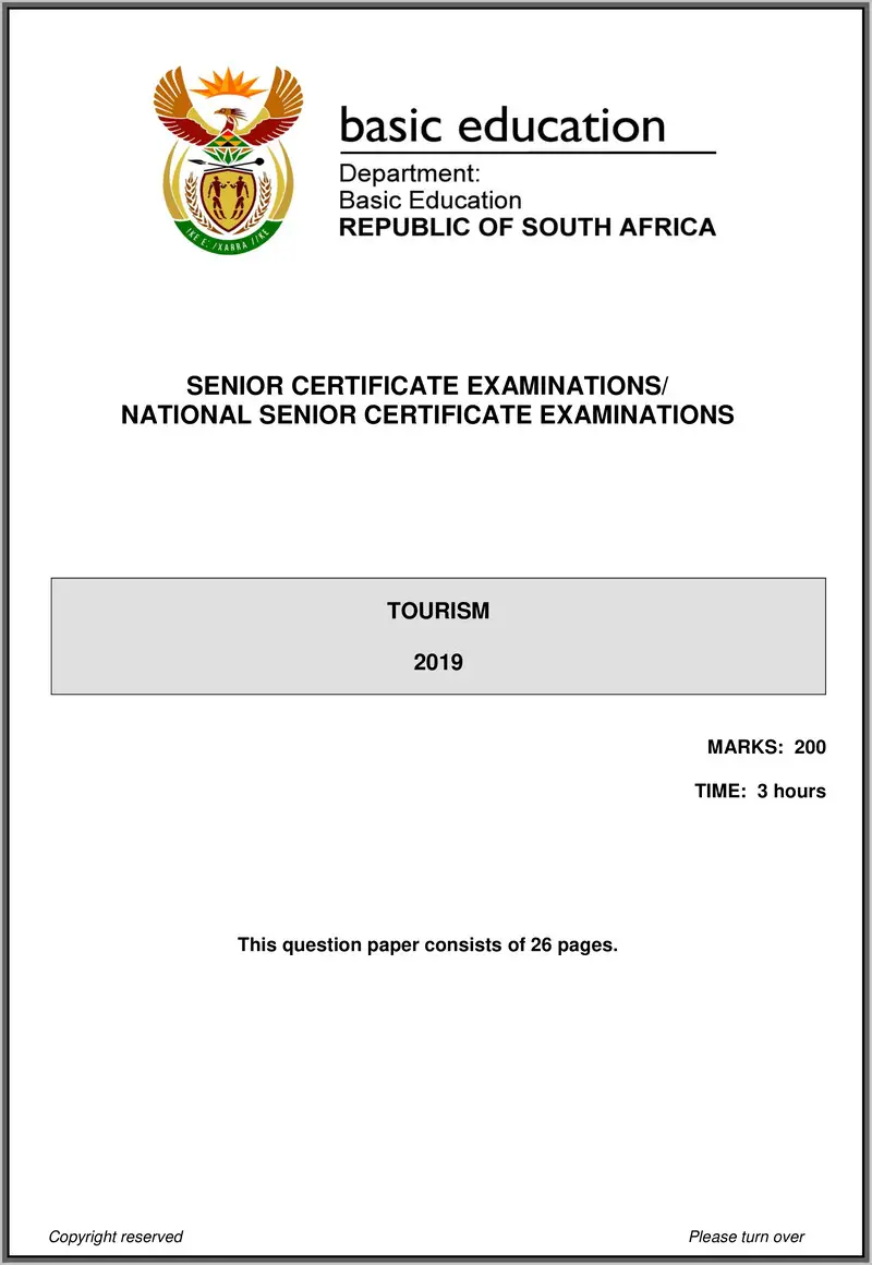 Grade 12 Tourism past paper 2019 – tourism may june 2019 eng gr12
