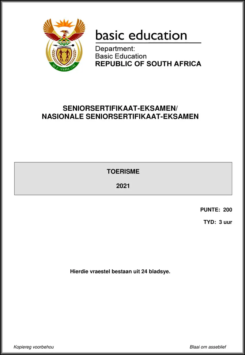 Grade 12 Tourism past paper 2021 – tourism may june 2021 afr gr12