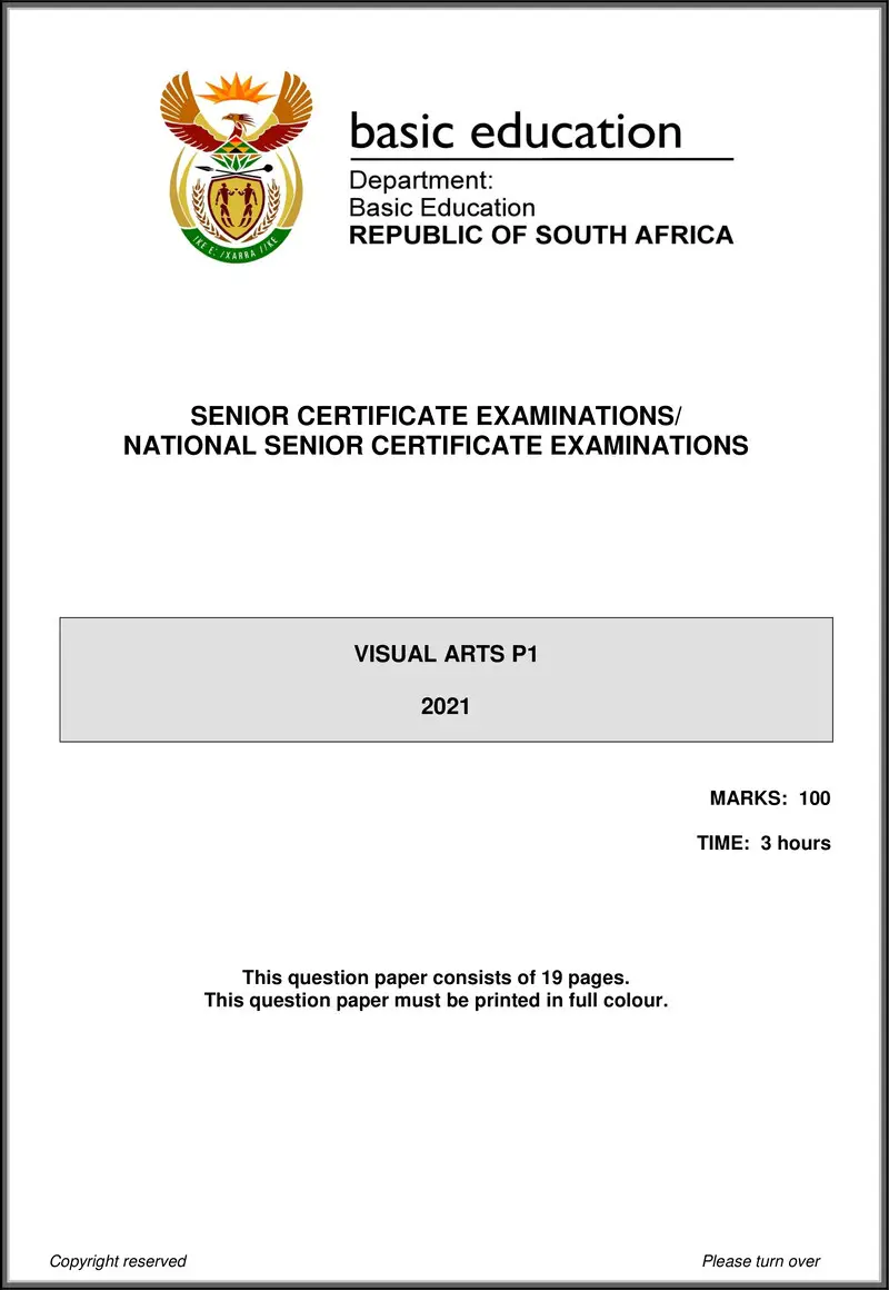 Grade 12 Visual Arts past paper 2021 – visual arts p1 may june 2021 eng gr12