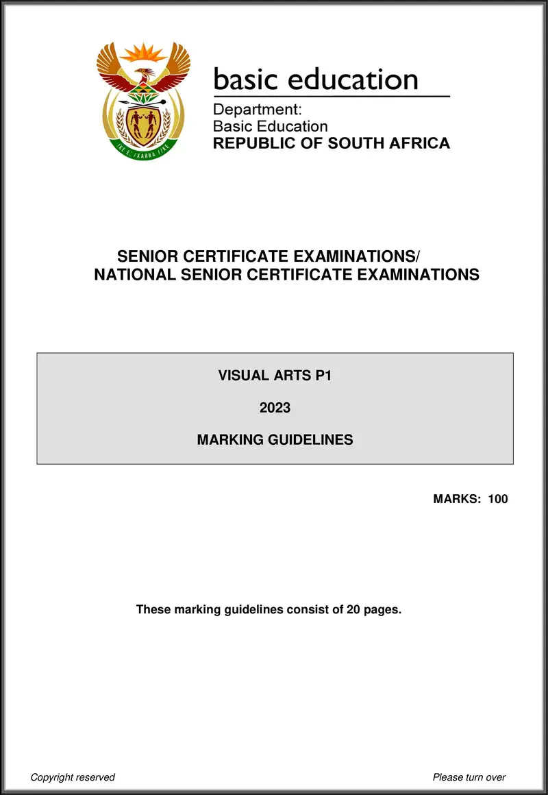 Grade 12 Visual Arts past paper 2023 – visual arts p1 may june 2023 mg eng gr12
