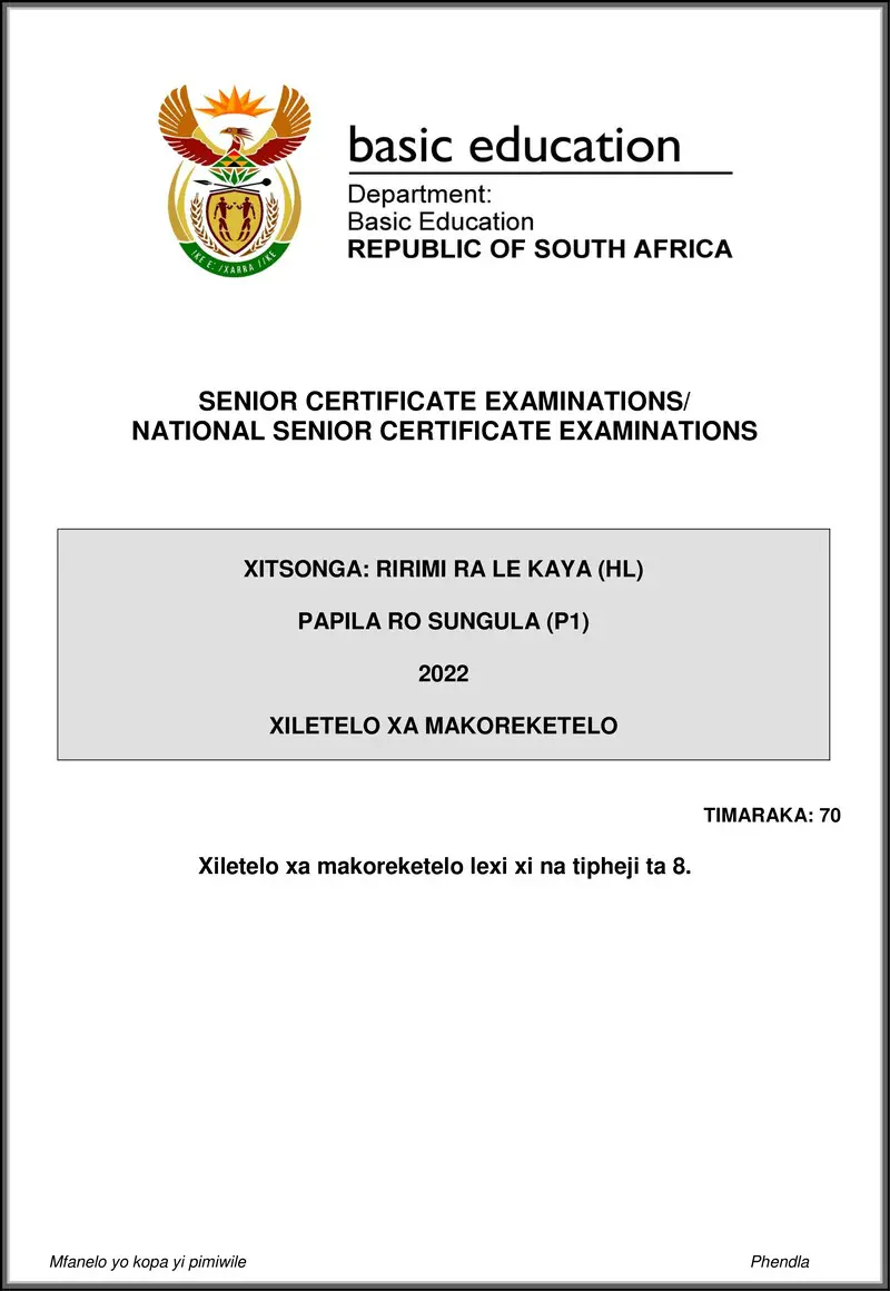 Grade 12 Xitsonga past paper 2022 – xitsonga hl p1 may june 2022 mg gr12