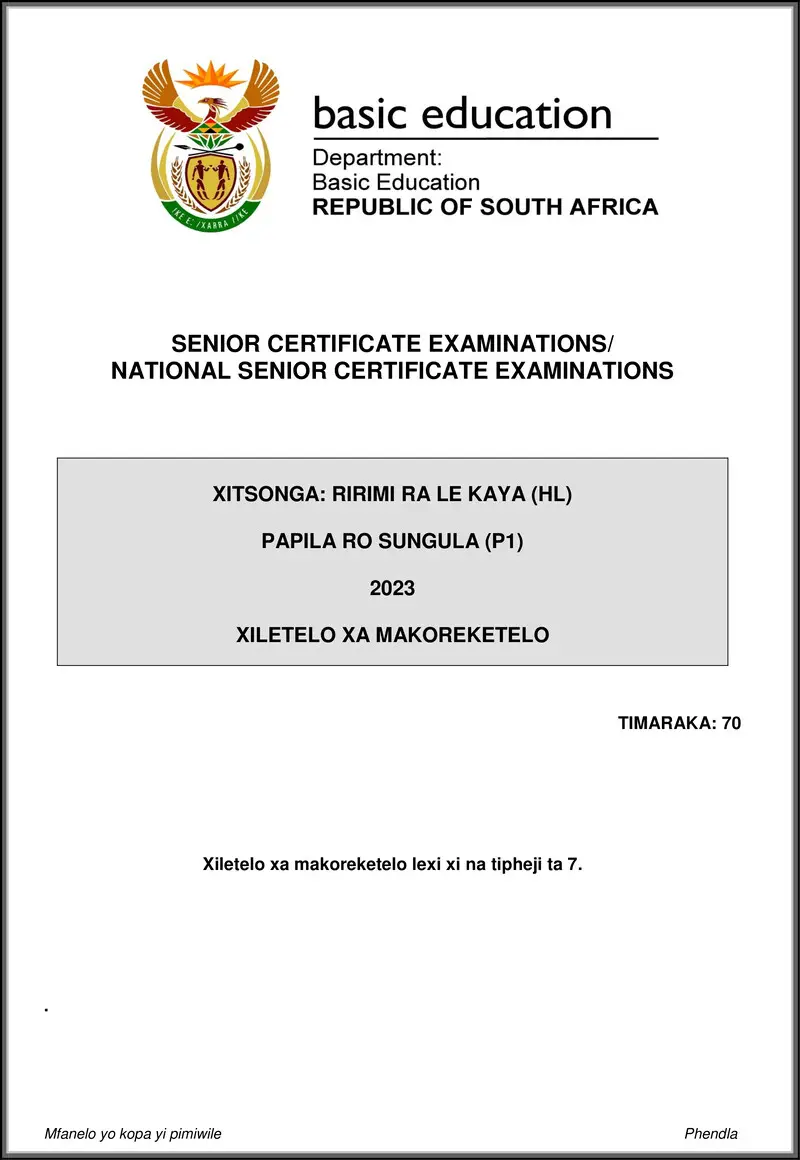 Grade 12 Xitsonga past paper 2023 – xitsonga hl p1 may june 2023 mg gr12