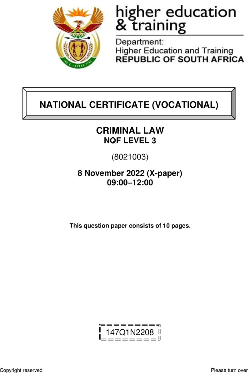 Criminal Law L3 QP Nov 22 preview
