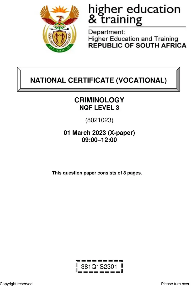 Criminology L3 QP Feb 2023 preview