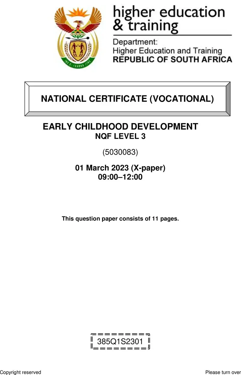 Early Childhood Development L3 QP Feb 2023 preview