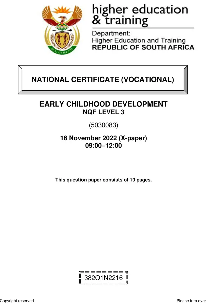Early Childhood Development L3 QP Nov 2022 preview