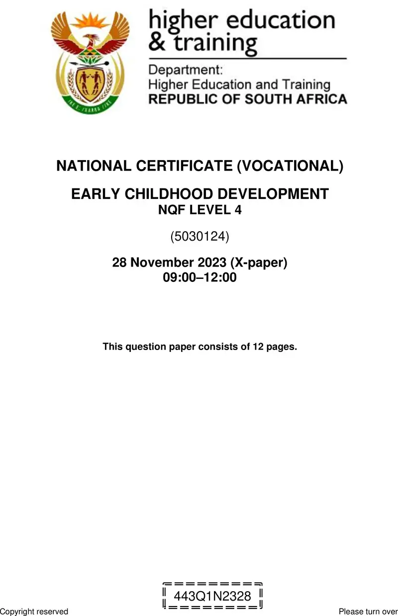 Early Childhood Development L4 Nov QP 2023 preview
