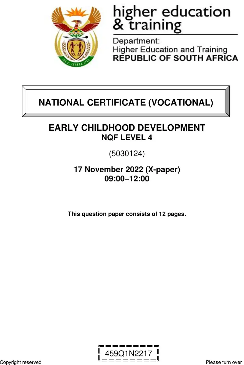 Early Childhood Development L4 QP Nov 2022 preview