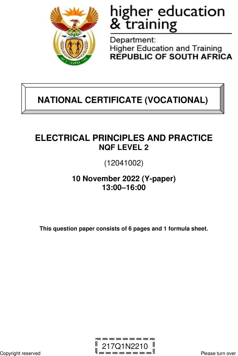 Electrical Principles And Practice L2 QP Nov 2022 preview