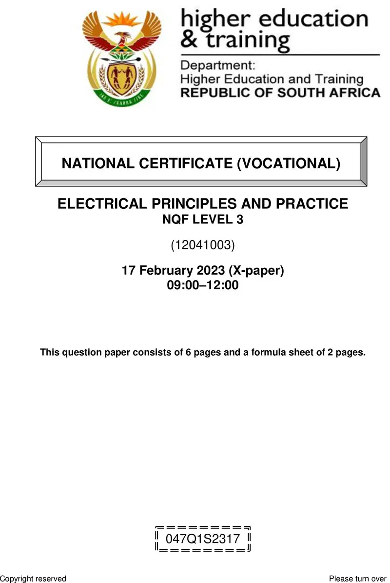 Electrical Principles And Practice L3 QP Supp Feb 2023 preview