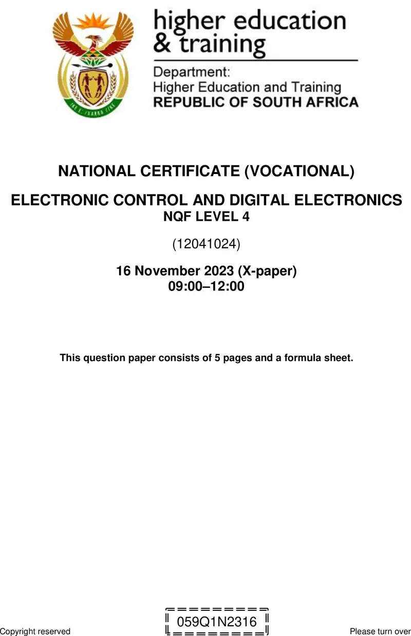 Electronic Control And Digital Electronics L4 QP Nov 2023 preview