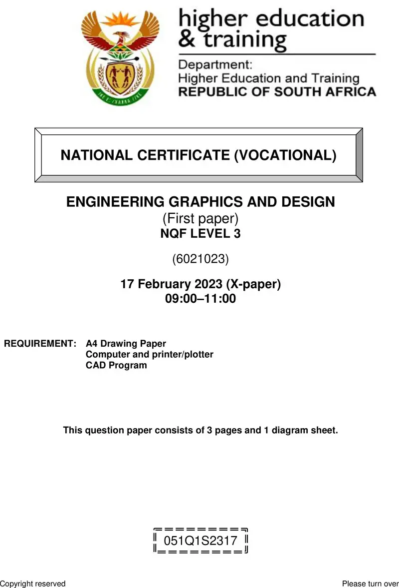 Engineering Graphics And Design L3 P1 QP Supp Feb 2023 preview