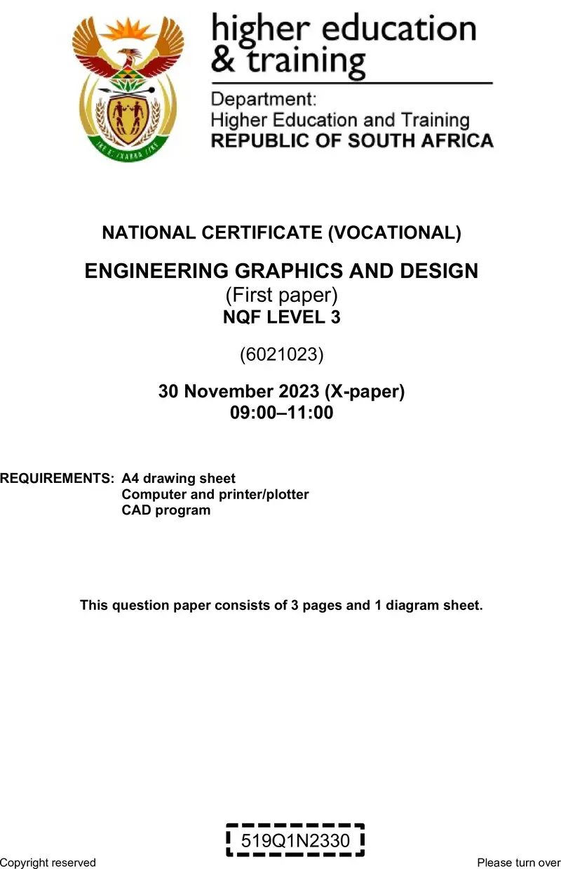 Engineering Graphics And Design L3 P1 QP Nov 2023 preview