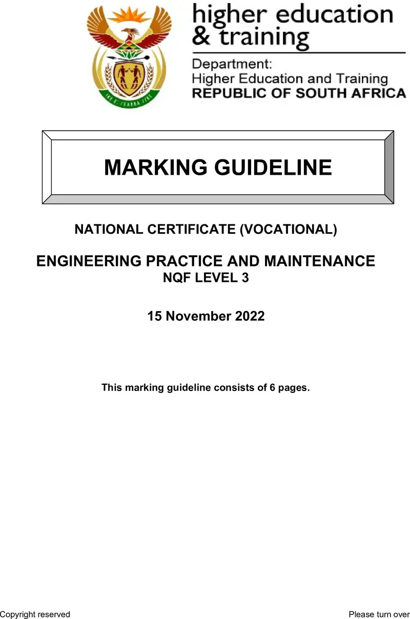 Engineering Practice And Maintenance L3 Nov MEMO 2022 preview