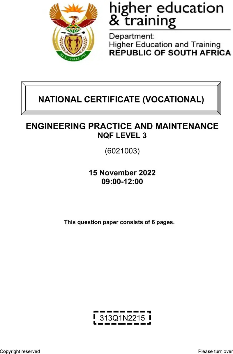 Engineering Practice And Maintenance L3 Nov QP 2022 preview