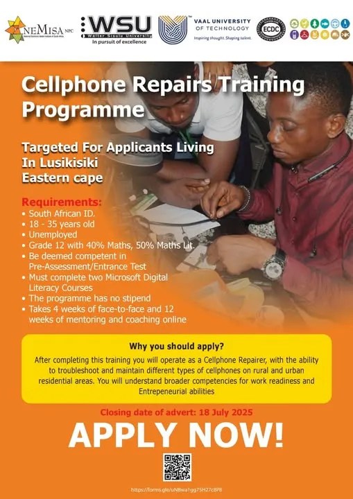 Cellphone Repairs Training Programme Now Open for Youth in Lusikisiki, Eastern Cape