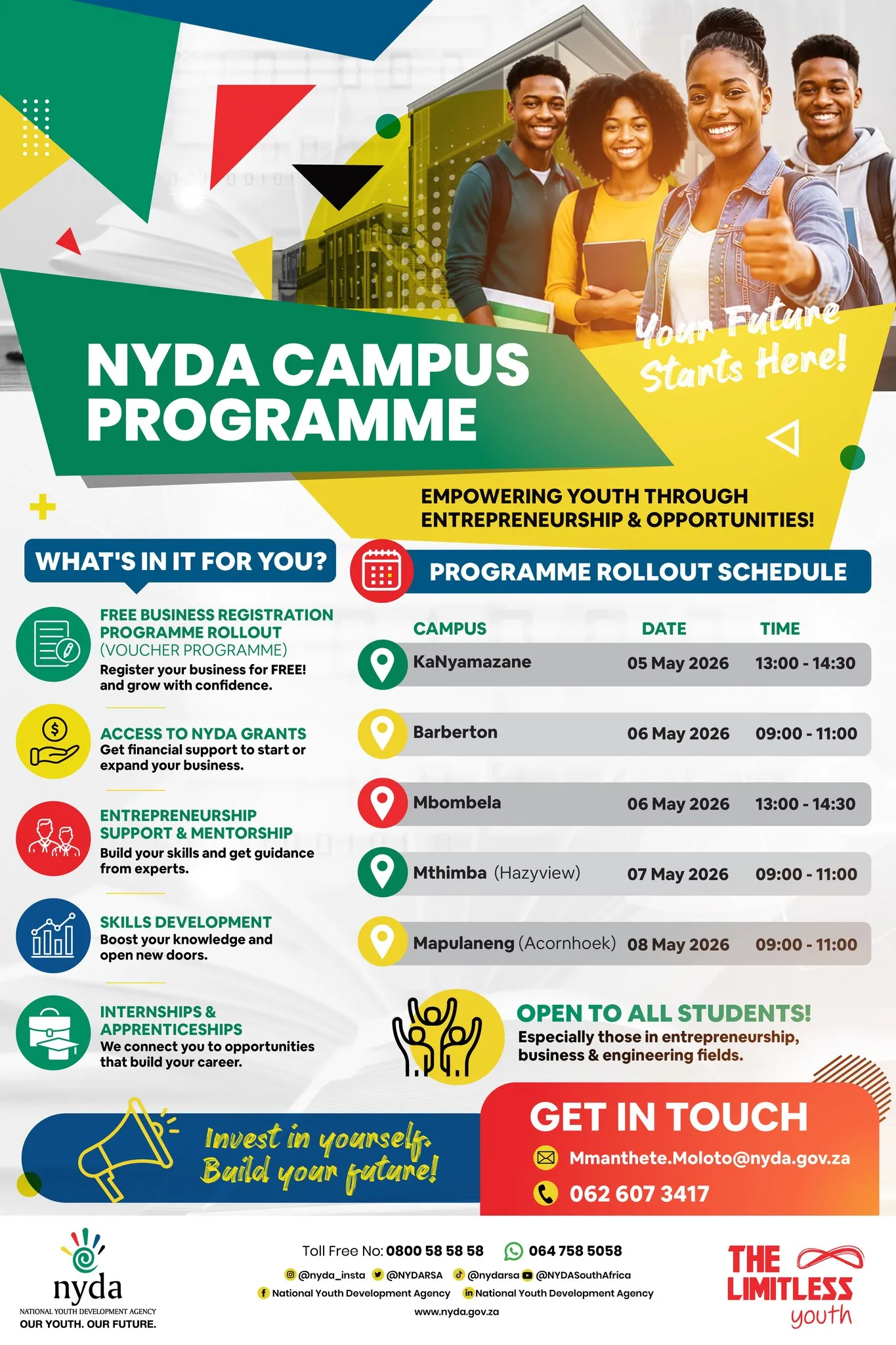 NYDA Campus Programme 2026 — Mpumalanga Roadshow for Youth Entrepreneurs