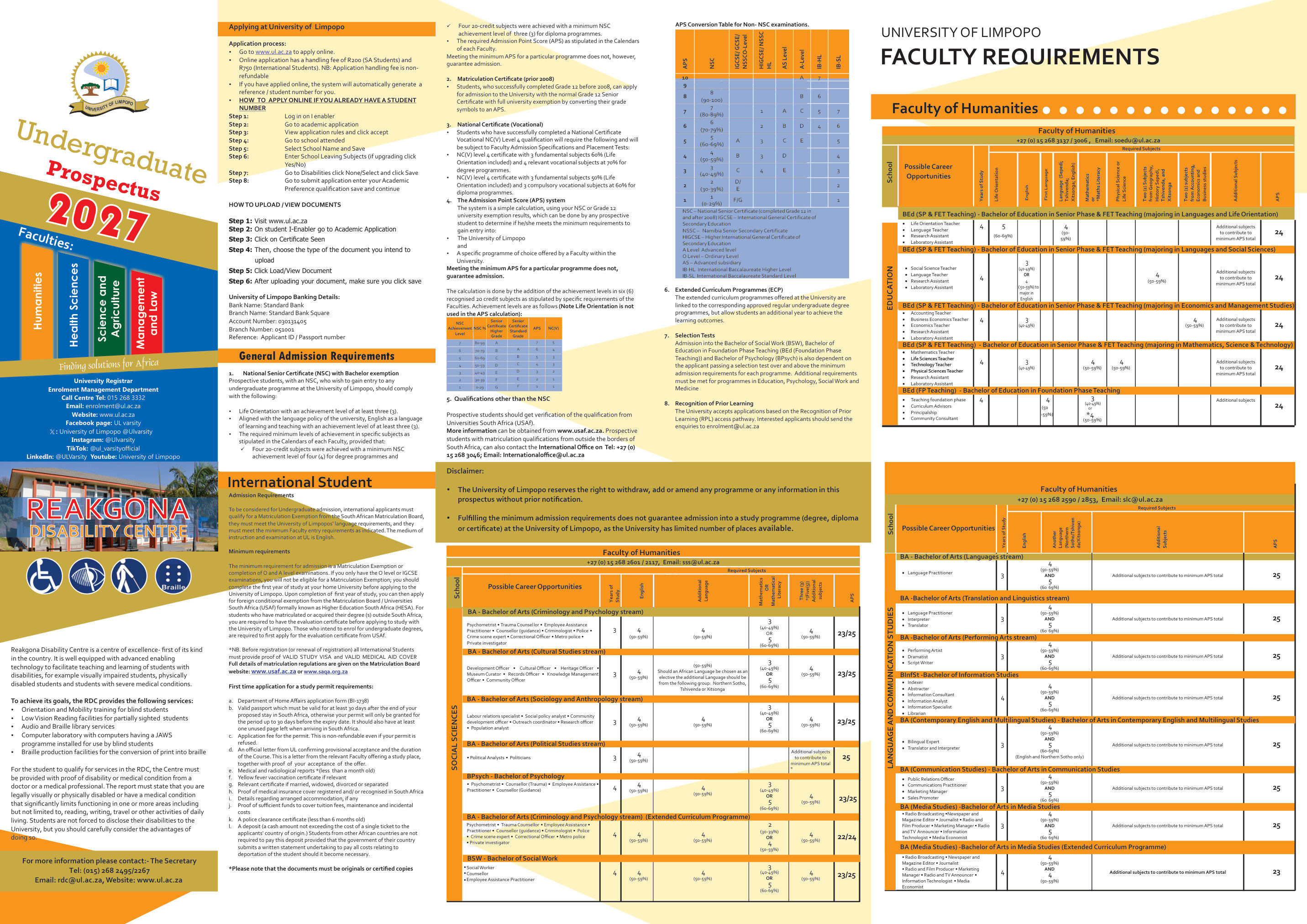 University of Limpopo 2027 Undergraduate Prospectus cover